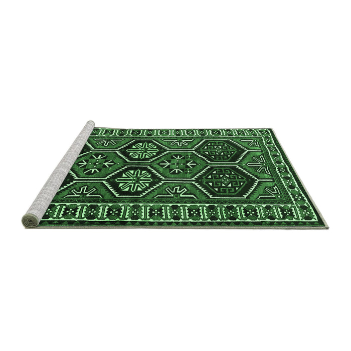 Sideview of Machine Washable Persian Emerald Green Traditional Area Rugs, wshtr2832emgrn