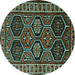 Round Persian Turquoise Traditional Rug, tr2832turq