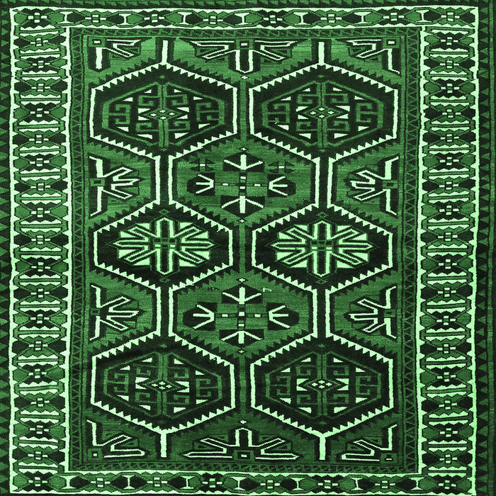 Square Machine Washable Persian Emerald Green Traditional Area Rugs, wshtr2832emgrn