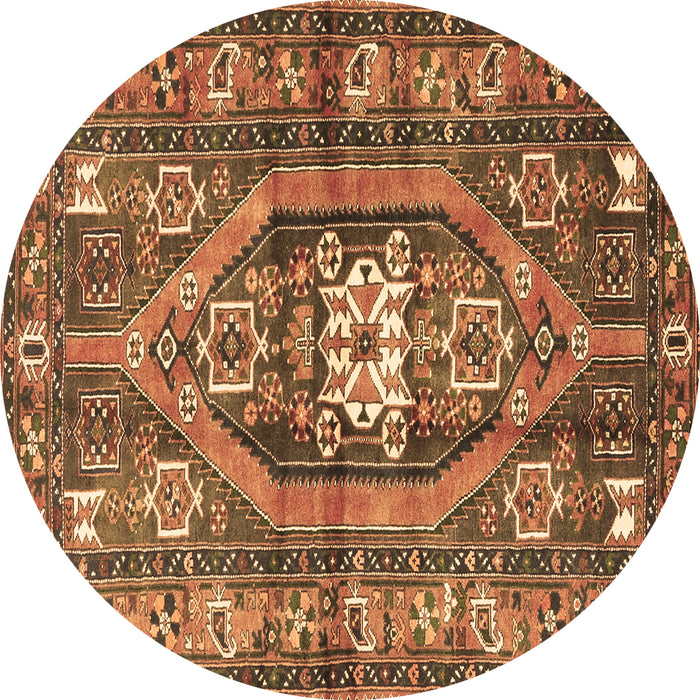 Round Persian Brown Traditional Rug, tr2833brn
