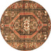 Round Persian Brown Traditional Rug, tr2833brn