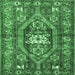 Square Machine Washable Persian Emerald Green Traditional Area Rugs, wshtr2833emgrn