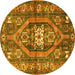 Round Persian Yellow Traditional Rug, tr2833yw