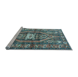 Sideview of Machine Washable Persian Light Blue Traditional Rug, wshtr2833lblu
