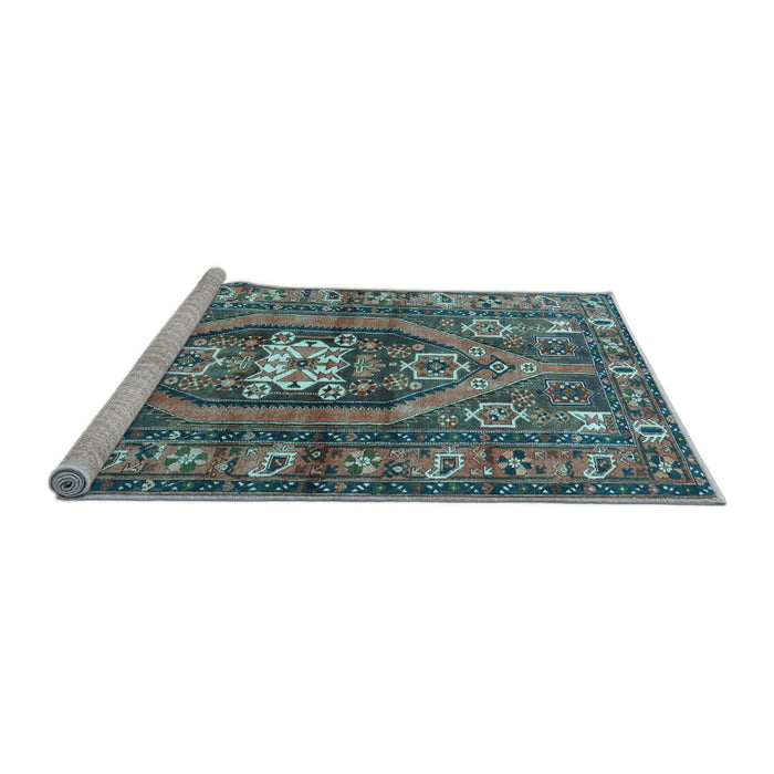 Sideview of Machine Washable Persian Light Blue Traditional Rug, wshtr2833lblu