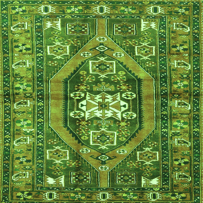 Round Machine Washable Persian Green Traditional Area Rugs, wshtr2833grn
