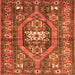 Round Machine Washable Persian Orange Traditional Area Rugs, wshtr2833org