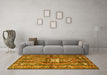 Machine Washable Persian Yellow Traditional Rug in a Living Room, wshtr2833yw