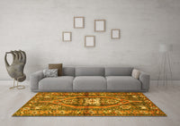 Machine Washable Persian Yellow Traditional Rug, wshtr2833yw