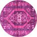 Round Persian Pink Traditional Rug, tr2833pnk