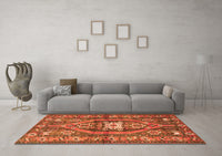 Machine Washable Persian Orange Traditional Rug, wshtr2833org