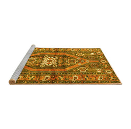 Sideview of Machine Washable Persian Yellow Traditional Rug, wshtr2833yw