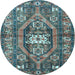 Round Persian Light Blue Traditional Rug, tr2833lblu