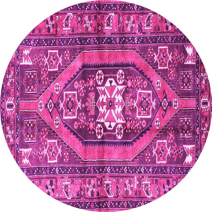 Round Machine Washable Persian Pink Traditional Rug, wshtr2833pnk