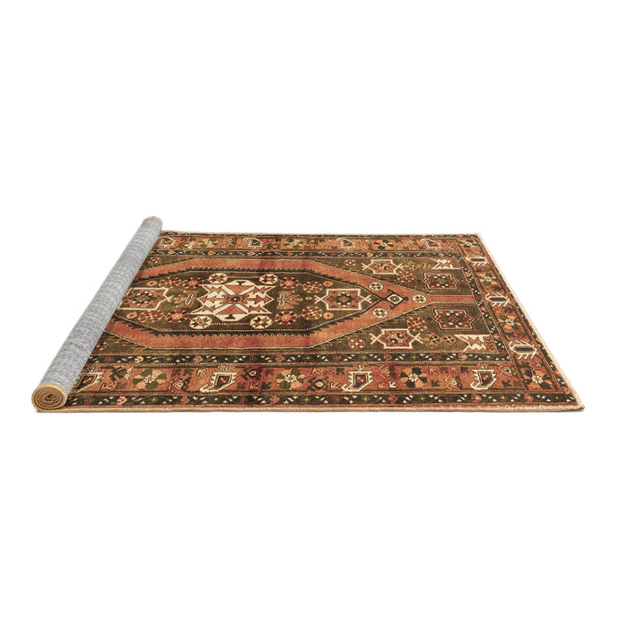 Sideview of Machine Washable Persian Brown Traditional Rug, wshtr2833brn