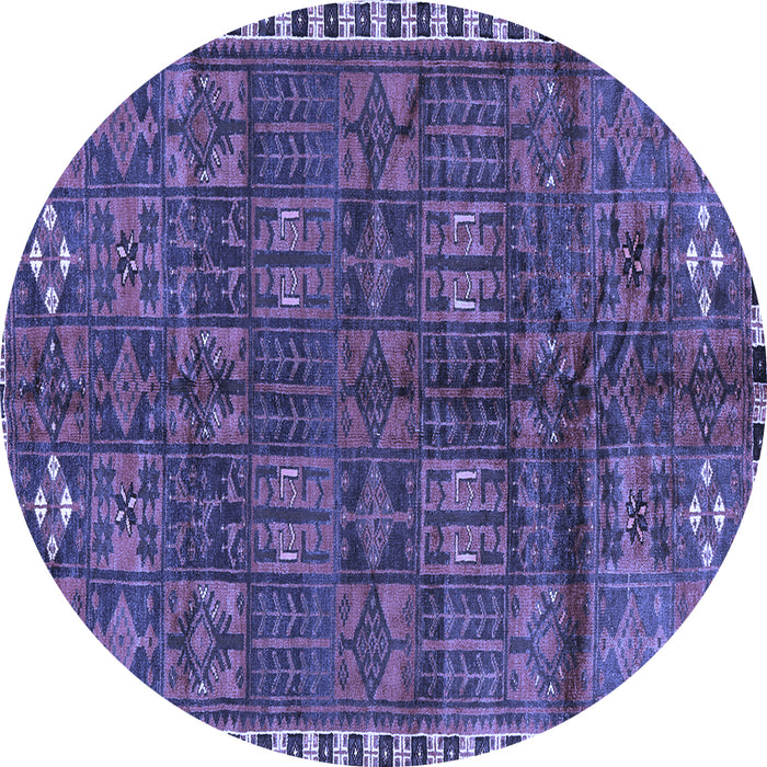 Round Machine Washable Persian Blue Traditional Rug, wshtr2834blu