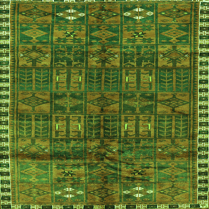 Round Machine Washable Persian Green Traditional Area Rugs, wshtr2834grn