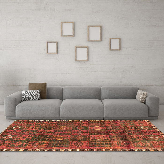 Machine Washable Persian Brown Traditional Rug in a Living Room,, wshtr2834brn