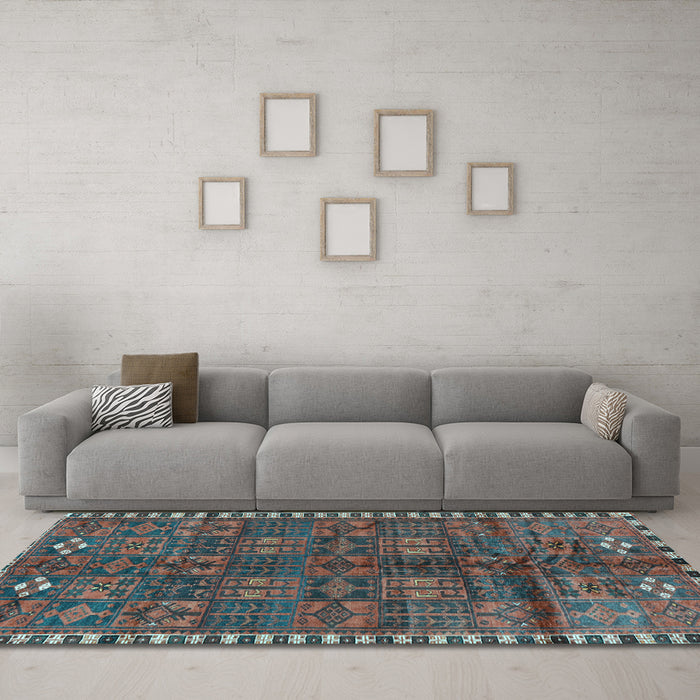 Machine Washable Persian Light Blue Traditional Rug in a Living Room, wshtr2834lblu