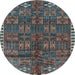 Round Persian Light Blue Traditional Rug, tr2834lblu