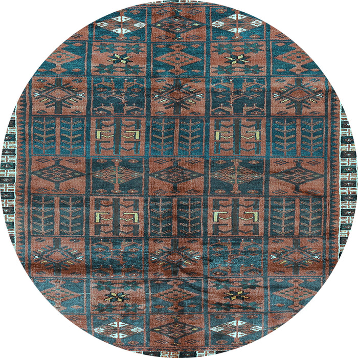 Round Machine Washable Persian Light Blue Traditional Rug, wshtr2834lblu