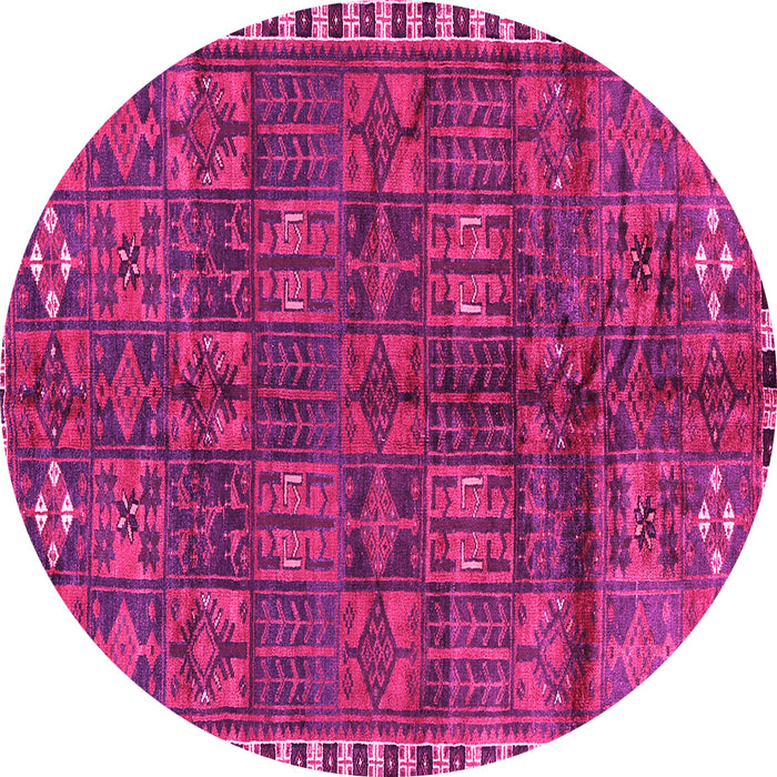 Round Machine Washable Persian Pink Traditional Rug, wshtr2834pnk