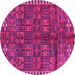 Round Machine Washable Persian Pink Traditional Rug, wshtr2834pnk