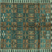 Square Machine Washable Persian Turquoise Traditional Area Rugs, wshtr2834turq