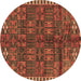 Round Persian Brown Traditional Rug, tr2834brn