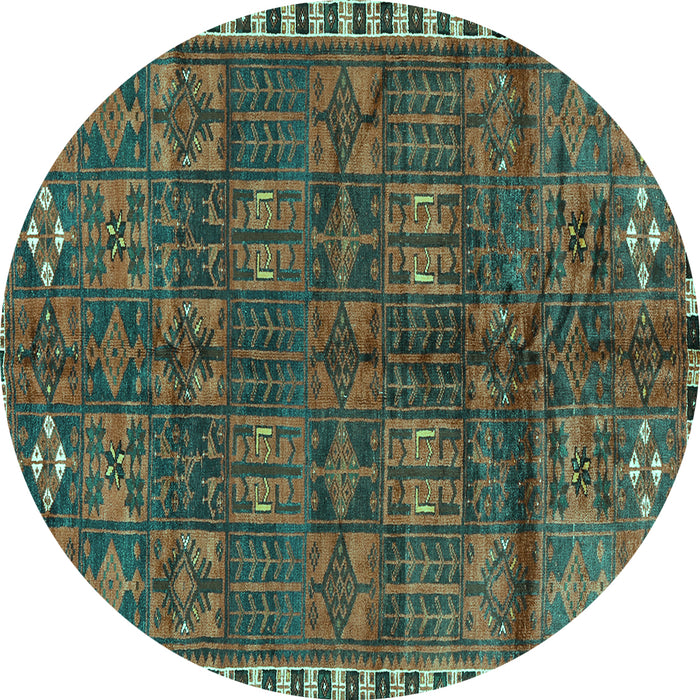 Round Persian Turquoise Traditional Rug, tr2834turq