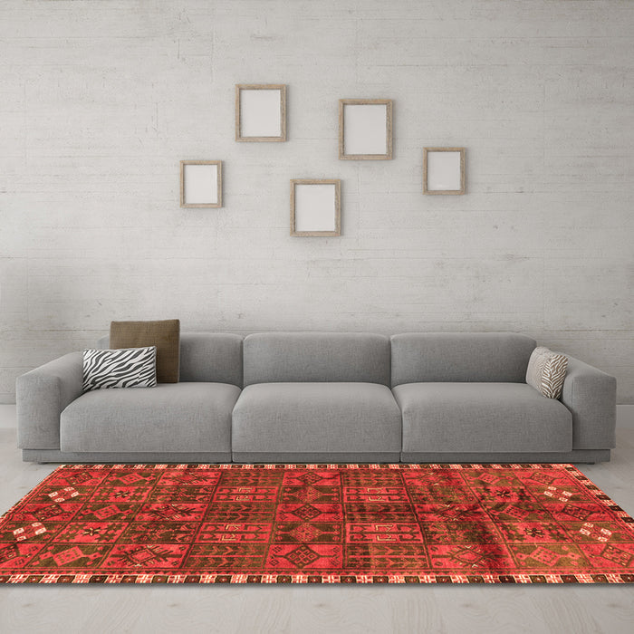 Machine Washable Persian Orange Traditional Area Rugs in a Living Room, wshtr2834org