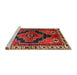 Sideview of Machine Washable Traditional Dark Gold Brown Rug, wshtr2835