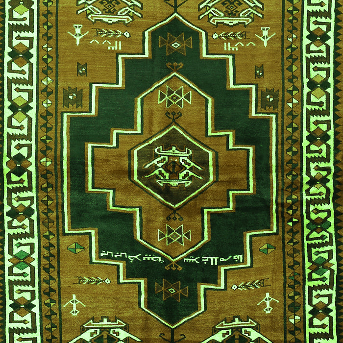 Serging Thickness of Machine Washable Persian Green Traditional Area Rugs, wshtr2835grn