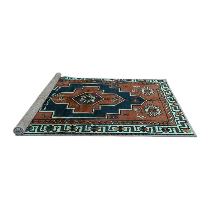 Sideview of Machine Washable Persian Light Blue Traditional Rug, wshtr2835lblu