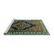 Sideview of Machine Washable Persian Turquoise Traditional Area Rugs, wshtr2835turq