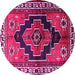 Round Machine Washable Persian Pink Traditional Rug, wshtr2835pnk