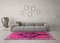 Machine Washable Persian Pink Traditional Rug, wshtr2835pnk