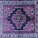 Square Machine Washable Persian Blue Traditional Rug, wshtr2835blu