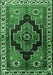 Machine Washable Persian Emerald Green Traditional Area Rugs, wshtr2835emgrn