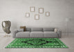 Machine Washable Persian Emerald Green Traditional Area Rugs in a Living Room,, wshtr2835emgrn