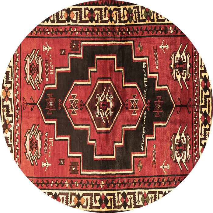 Round Persian Brown Traditional Rug, tr2835brn