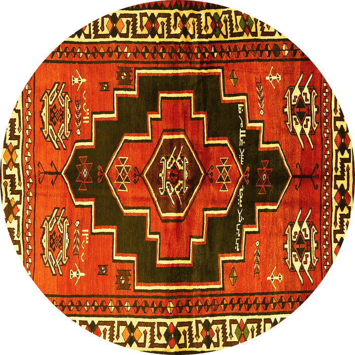 Round Persian Yellow Traditional Rug, tr2835yw