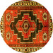Round Persian Yellow Traditional Rug, tr2835yw