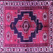 Square Machine Washable Persian Purple Traditional Area Rugs, wshtr2835pur