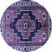 Round Machine Washable Persian Blue Traditional Rug, wshtr2835blu