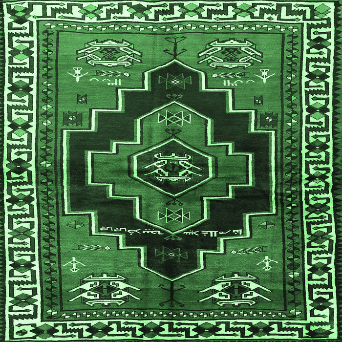 Square Machine Washable Persian Emerald Green Traditional Area Rugs, wshtr2835emgrn