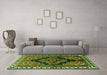 Machine Washable Persian Green Traditional Area Rugs in a Living Room,, wshtr2835grn