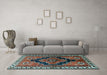 Machine Washable Persian Light Blue Traditional Rug in a Living Room, wshtr2835lblu