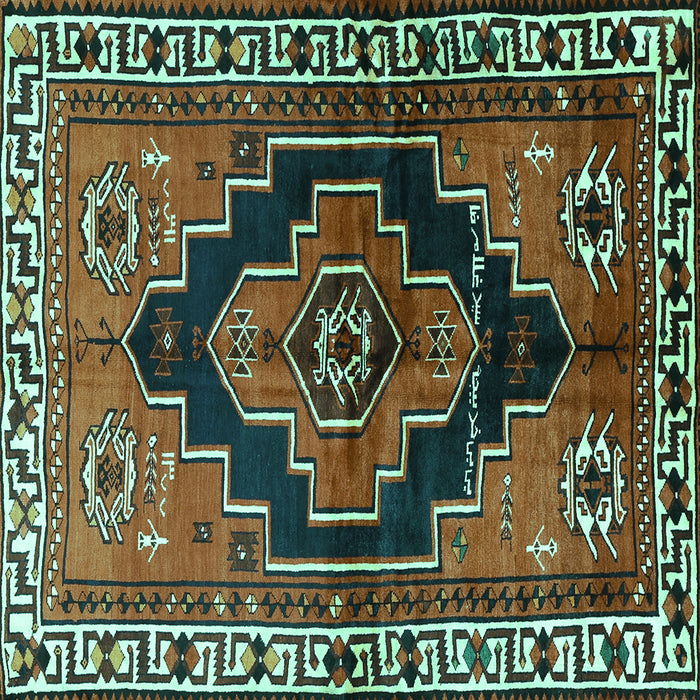 Square Machine Washable Persian Turquoise Traditional Area Rugs, wshtr2835turq