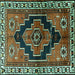 Square Machine Washable Persian Turquoise Traditional Area Rugs, wshtr2835turq